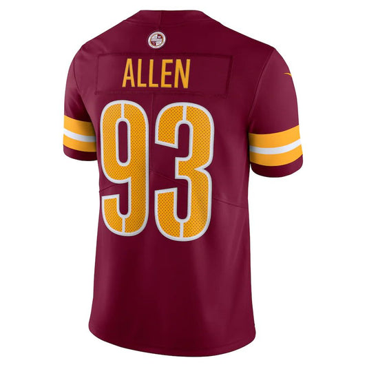 W.Commanders #93 Jonathan Allen Burgundy Vapor Limited Jersey Stitched American Football Jerseys