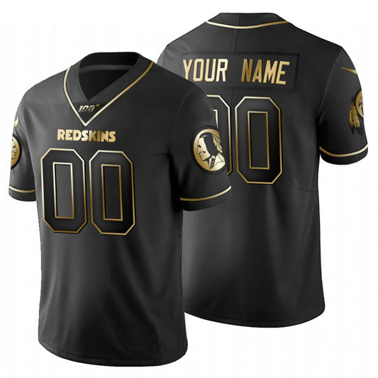 Football Jerseys W.Redskins Custom Black Golden Limited 100 Jersey American Stitched Jerseys