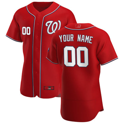 Custom Washington Nationals Scarlet Alternate Authentic Custom Patch Jersey Baseball Jerseys