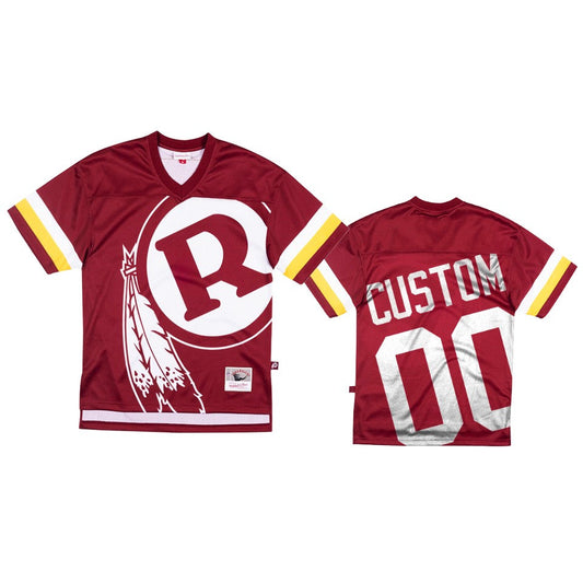 Custom W.Football Team Mitchell & Ness Burgundy Big Face Jersey