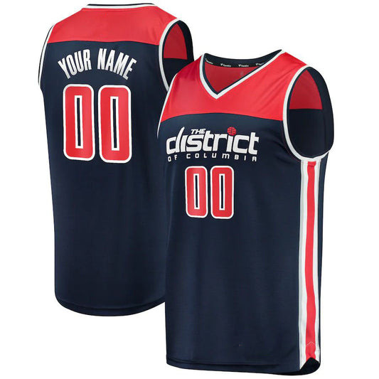 Custom W.Wizards Fanatics Branded Custom Fast Break Replica Jersey Navy Statement Edition Stitched Basketball Jersey