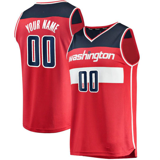 Custom W.Wizards Fanatics Branded Fast Break Custom Replica Jersey Red Icon Edition Stitched Basketball Jersey