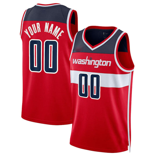 Custom W.Wizards Diamond Swingman  Jersey Red Icon Edition Stitched Basketball Jersey