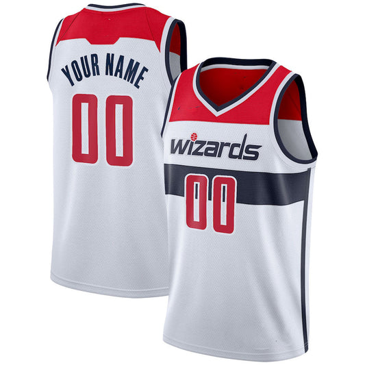 Custom W.Wizards Swingman Jersey Association Edition White Stitched Basketball Jersey