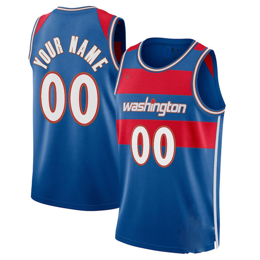 Custom W.Wizards Swingman Jersey City Edition Royal Stitched Basketball Jersey