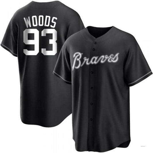Atlanta Braves #93 William Woods White Black Jersey Stitches Baseball Jerseys