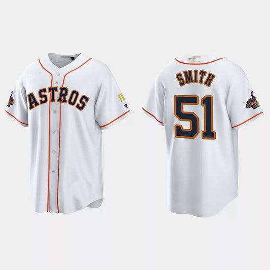 #51 Will Smith Houston Astros 2023 Gold Program Jersey – White Stitches Baseball Jerseys