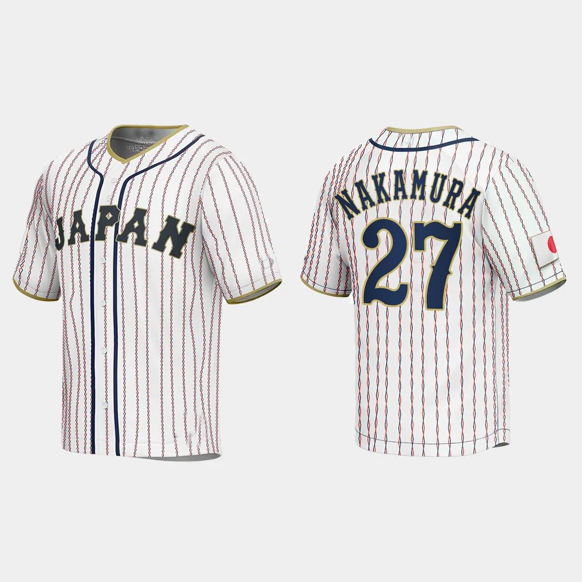 #27 YUHEI NAKAMURA JAPAN BASEBALL 2023 WORLD BASEBALL CLASSIC JERSEY – WHITE Stitches Baseball Jerseys