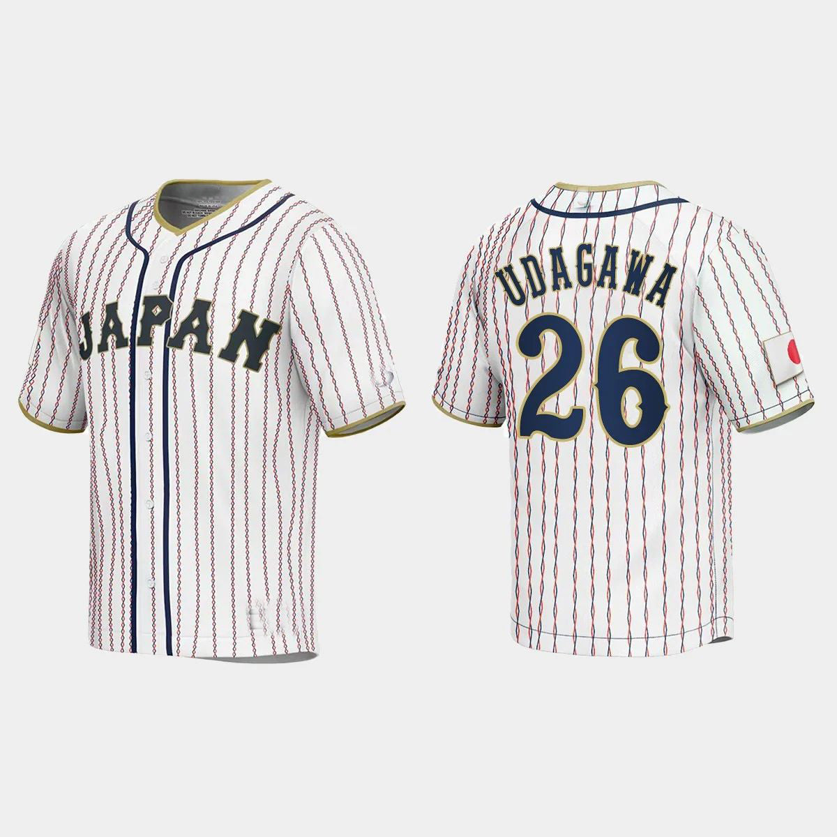 #26 YUKI UDAGAWA JAPAN BASEBALL 2023 WORLD BASEBALL CLASSIC JERSEY – WHITE Stitches Baseball Jerseys