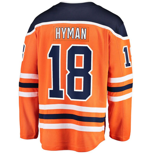 E.Oilers #18 Zach Hyman Fanatics Branded Breakaway Player Jersey Orange Stitched American Hockey Jerseys