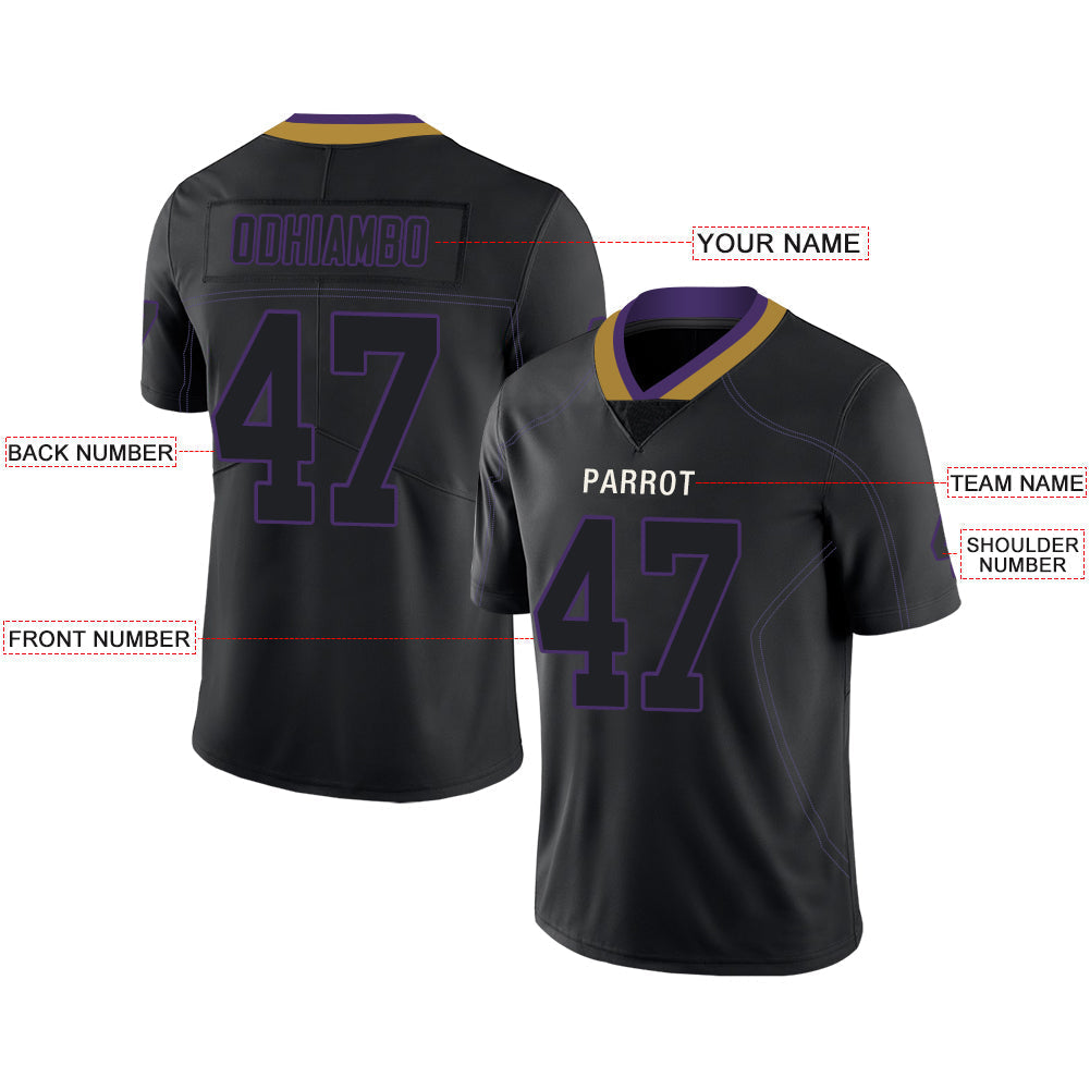 Custom B.Ravens Men's American  Black Fashion Vapor Limited Stitched Football Jerseys