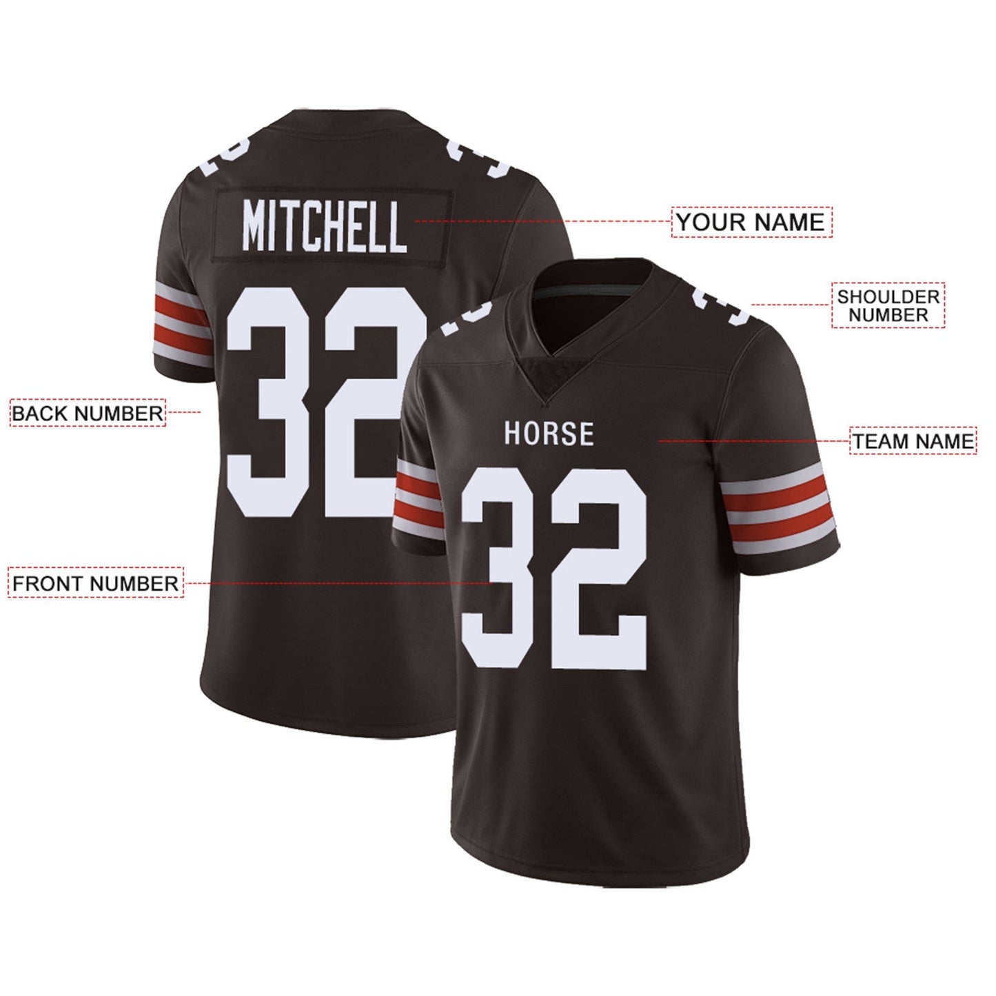 Custom C.Browns Football Jersey Team Player or Personalized Design Your Own Name for Men's Women's Youth Jerseys Brown