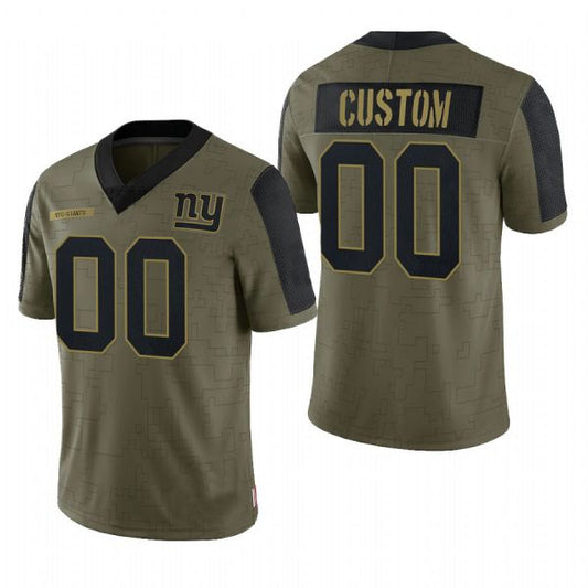 Custom NY.Giants Olive 2021 Salute To Service Limited Football Jersey