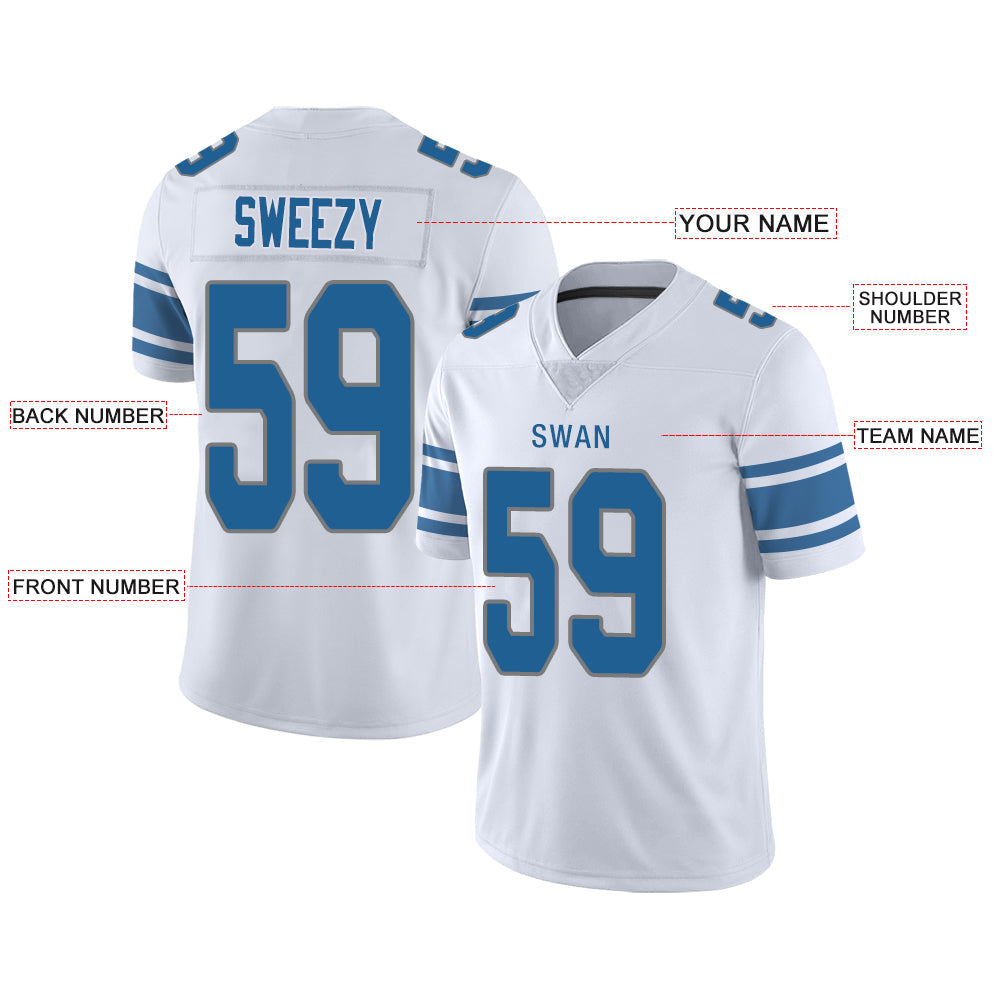 Custom D.Lions Stitched American Football Jerseys Personalize Birthday Gifts White Jersey