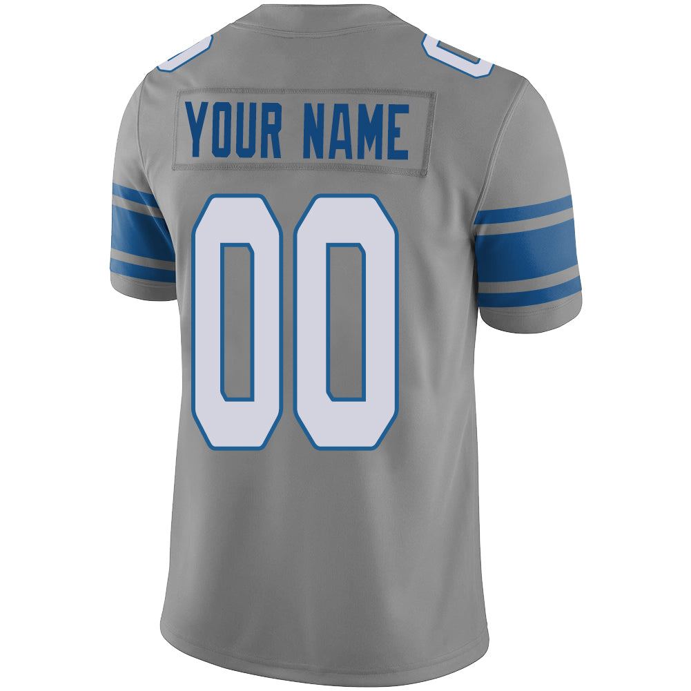 Custom D.Lions Stitched American Football Jerseys Personalize Birthday Gifts Grey Jersey