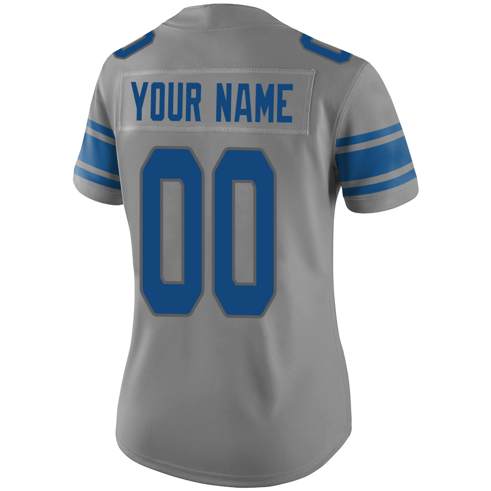 Custom D.Lions Stitched American Football Jerseys Personalize Birthday Gifts Grey Jersey