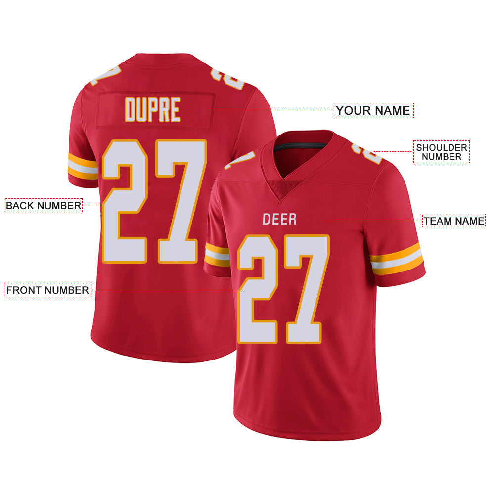 Custom KC.Chiefs Stitched American Football Jerseys Personalize Birthday Gifts Red Jersey