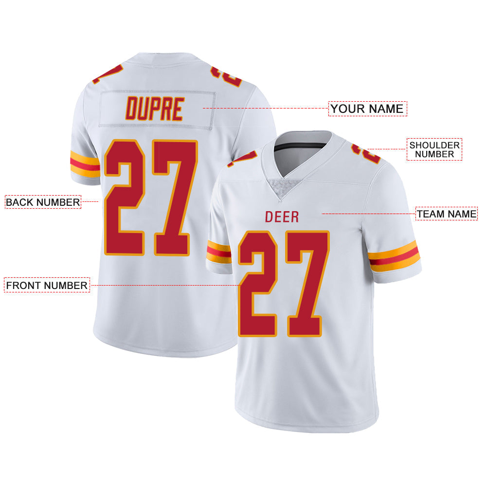 Custom KC.Chiefs Stitched American Football Jerseys Personalize Birthday Gifts White Jersey