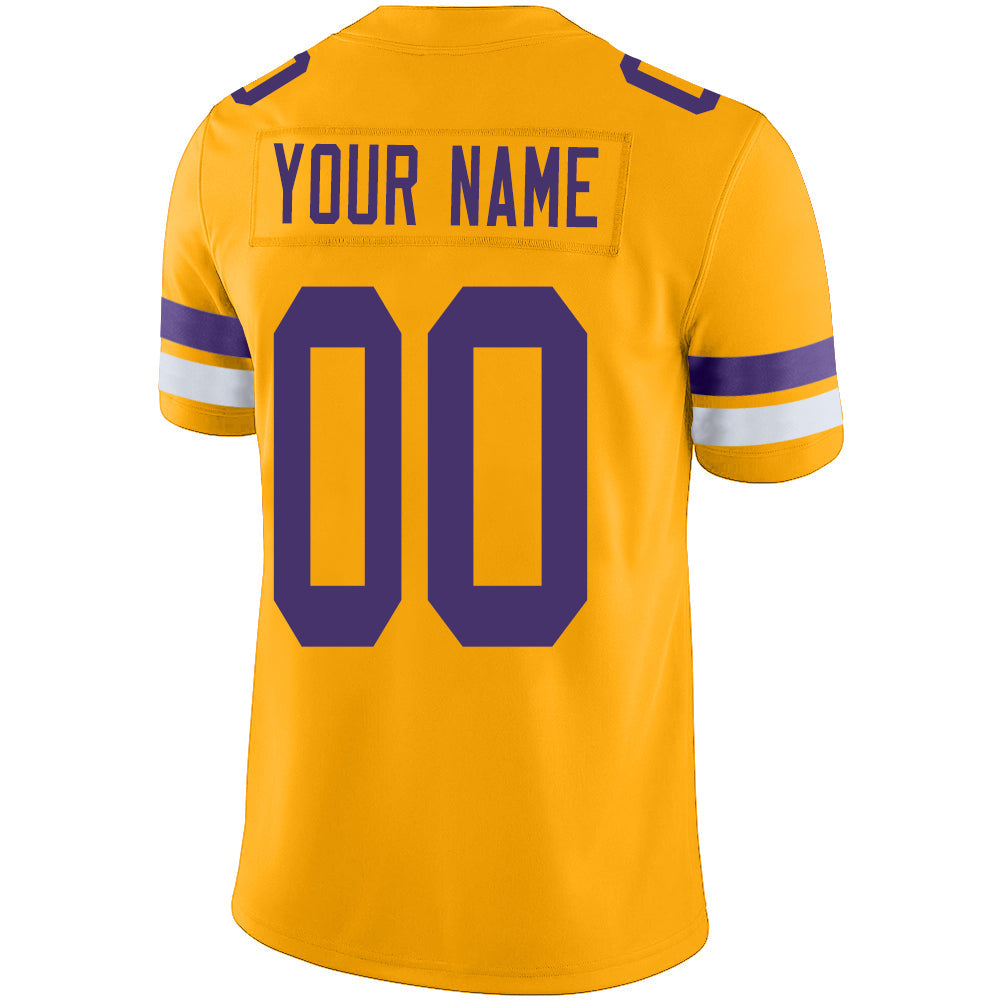 Custom MN.Vikings Stitched American Football Jerseys Personalize Birthday Gifts Gold Jersey