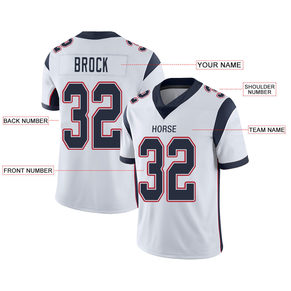 Custom NE.Patriots Stitched American Football Jerseys Personalize Birthday Gifts White Jersey