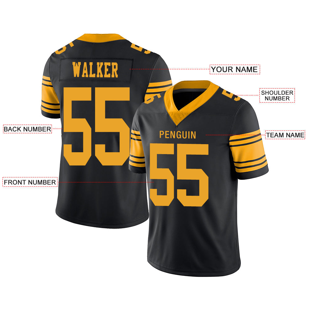 Custom P.Steelers Stitched American Football Jerseys Personalize Birthday Gifts Black Jersey