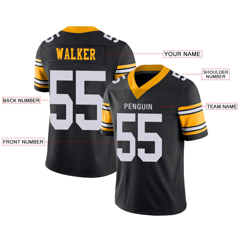 Custom P.Steelers Stitched American Football Jerseys Personalize Birthday Gifts Black Jersey