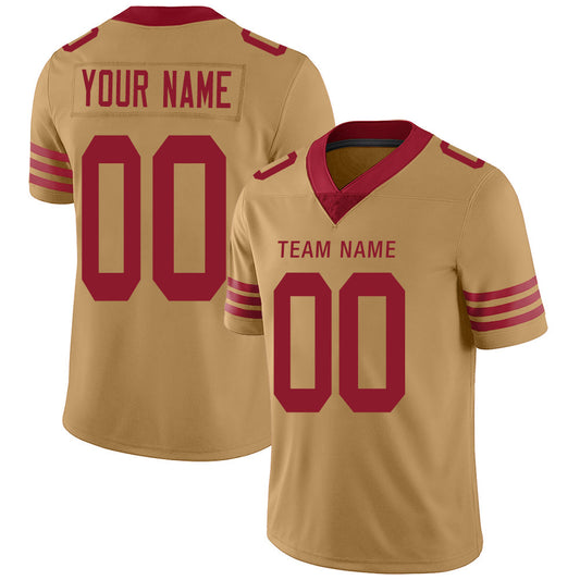 Custom SF.49ers Stitched American Football Jerseys Personalize Birthday Gifts Gold Jersey