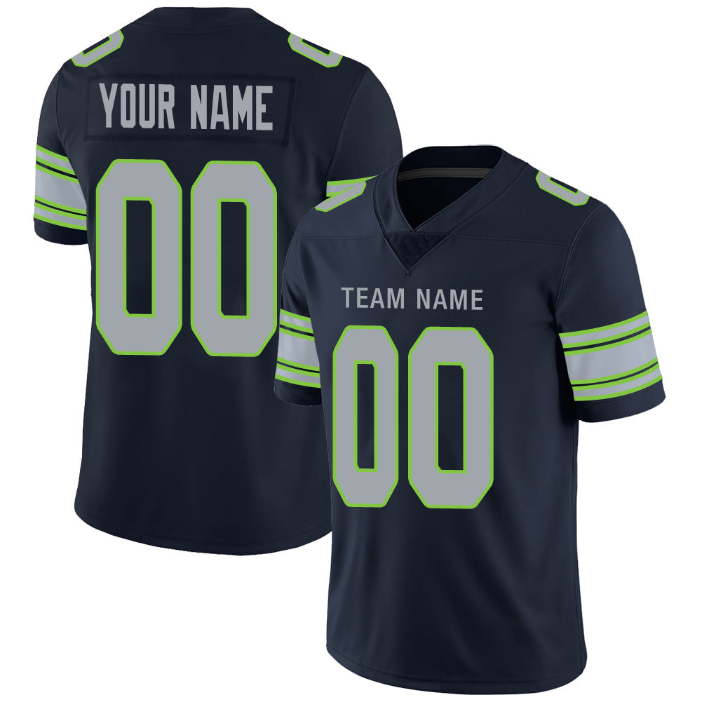 Custom S.Seahawks Stitched American Football Jerseys Personalize Birthday Gifts Navy Jersey