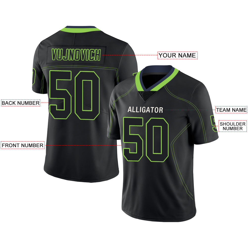 Custom S.Seahawks Stitched American Football Jerseys Personalize Birthday Gifts Black Jersey